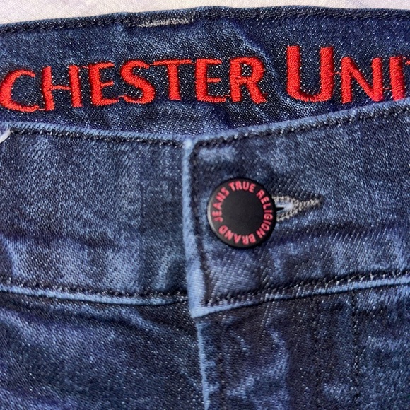 True Religion Men’s Rocco Manchester United. Dark Blue denim with red tags. - Picture 8 of 10